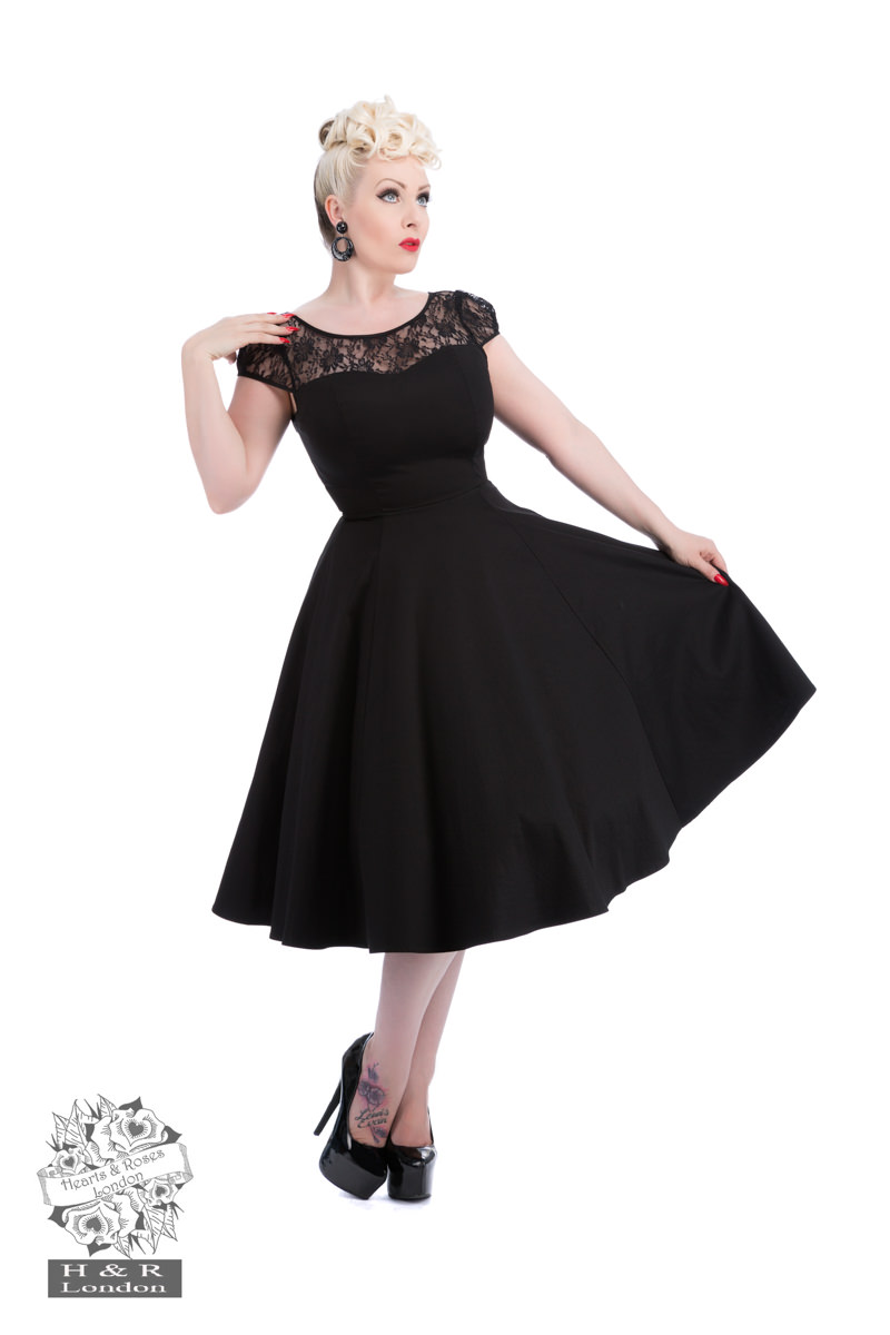 Black Mesh Lace Swing Dress